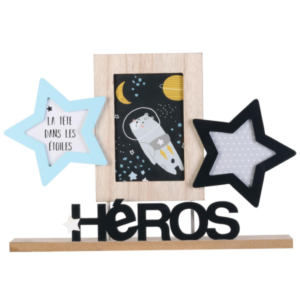 Cadre-Photos à poser Pêle-mêle 3 vues Kids Etoiles - Beige noir et bleu