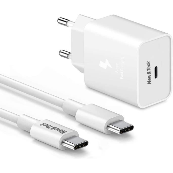 Chargeur Secteur 15 W C – to – C avec câble – Blanc