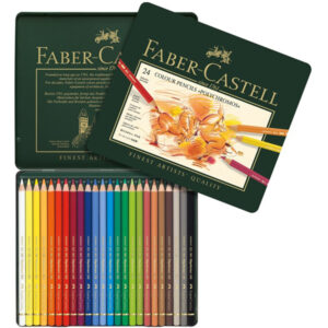 24 Crayons Polychromes Boite Metale