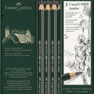 Crayons graphite Castell 9000 Jumbo, boîte métal de 5