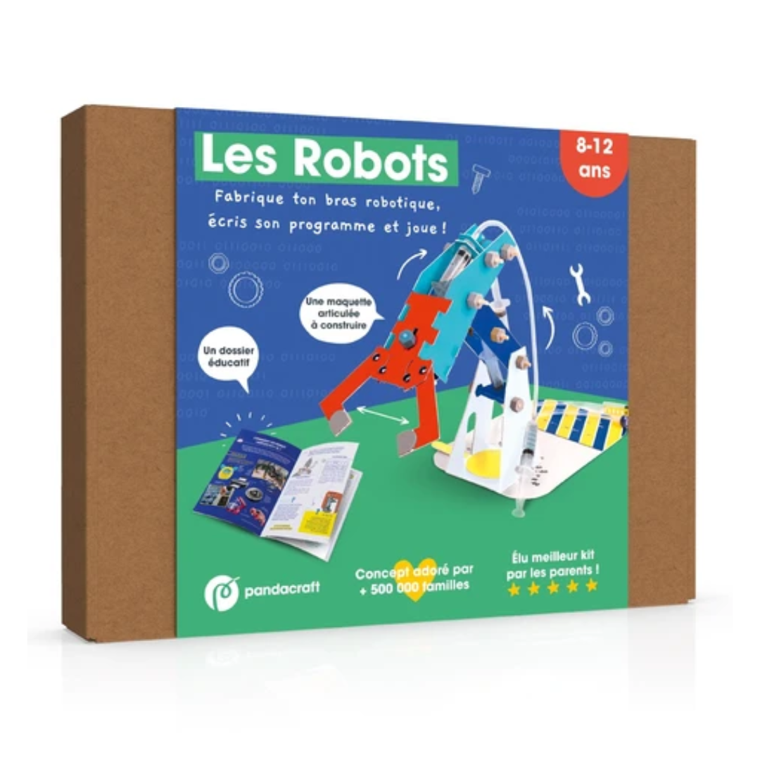Les robots - Kit ludo-éducatif 8-12 ans - Fabrique ton bras robotique, écris son programme et joue !