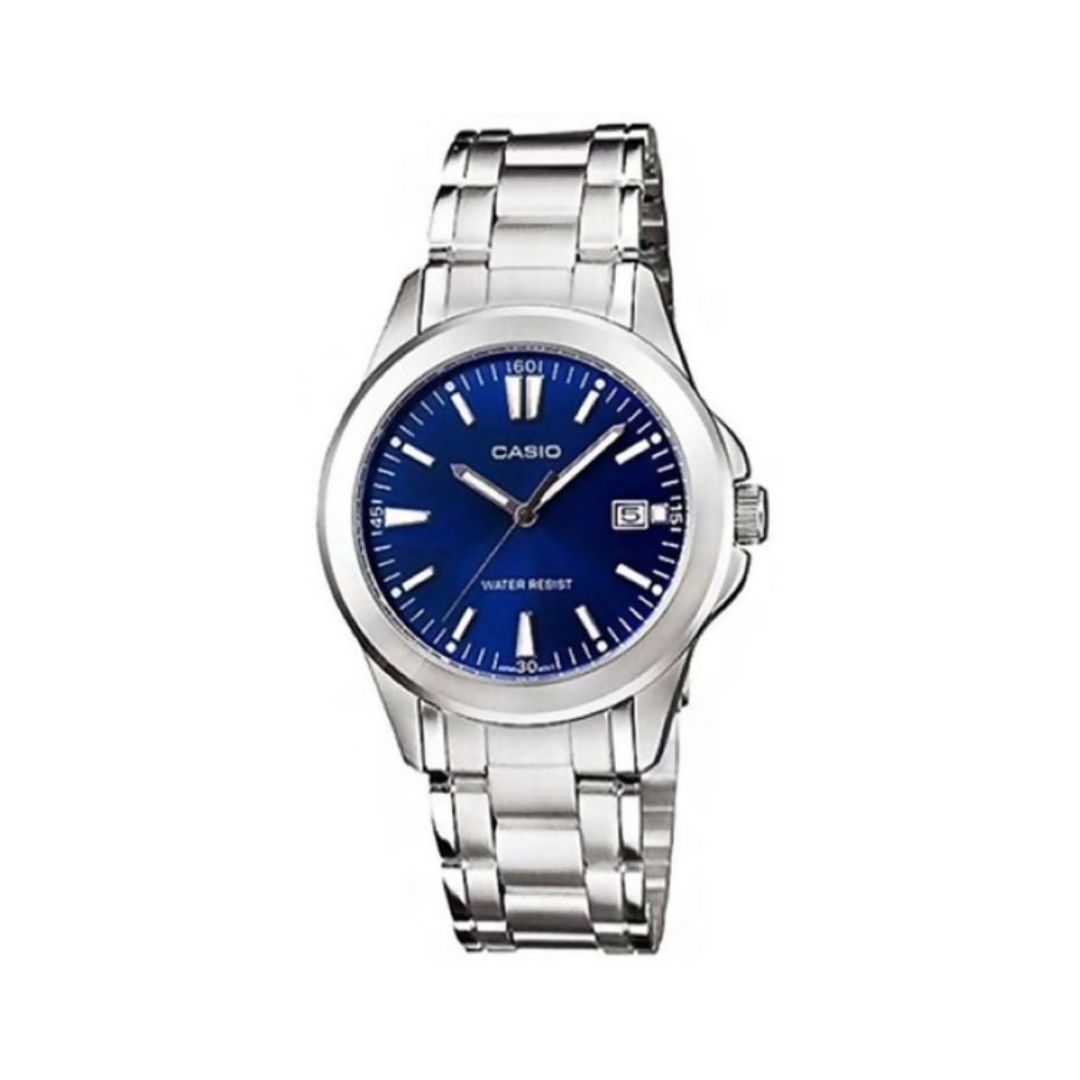 Montre analogique avec cadran bleu pour femmes - Silver