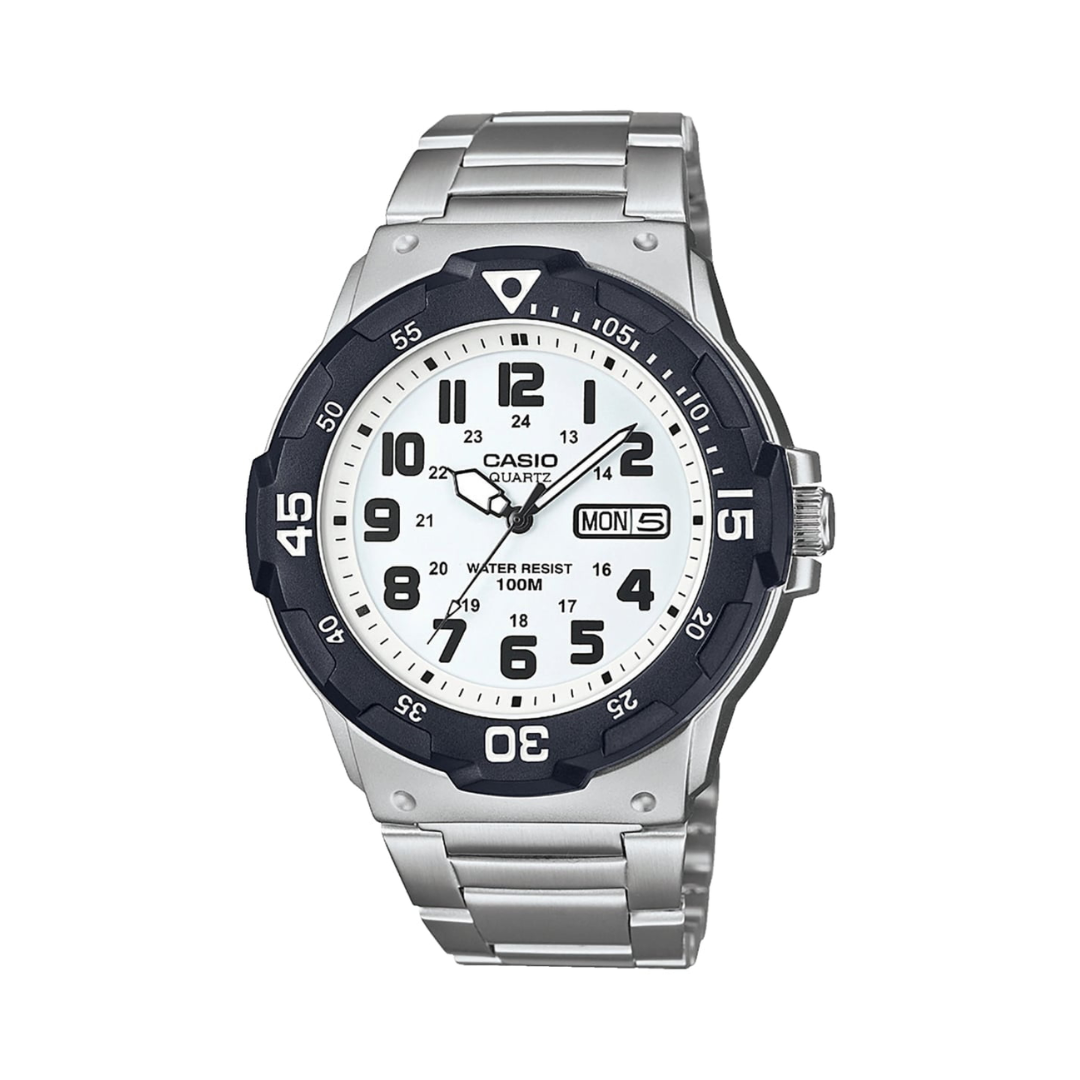 Montre analogique avec cadran blanc pour hommes – Silver