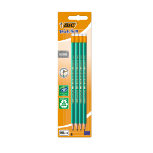 Pack de 4 Crayons Graphite avec embout gomme HB  Evolution 655