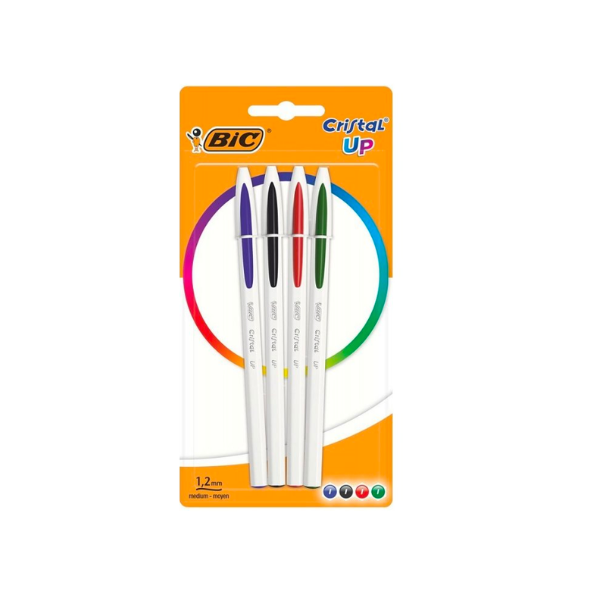 Pack de 4 Stylos à bille Cristal Bicolor - Bleu Rouge Vert Noir