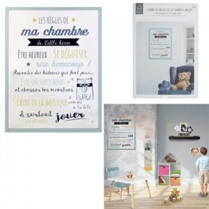 Cadre Déco Enfant "Règles Garçon" 40x60 cm - Bleu