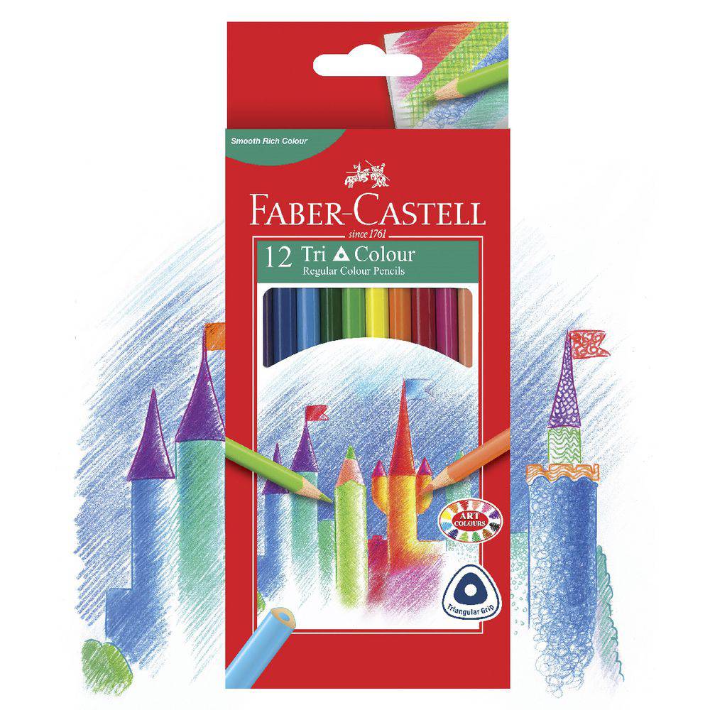12 Crayons de couleur Tri Colour