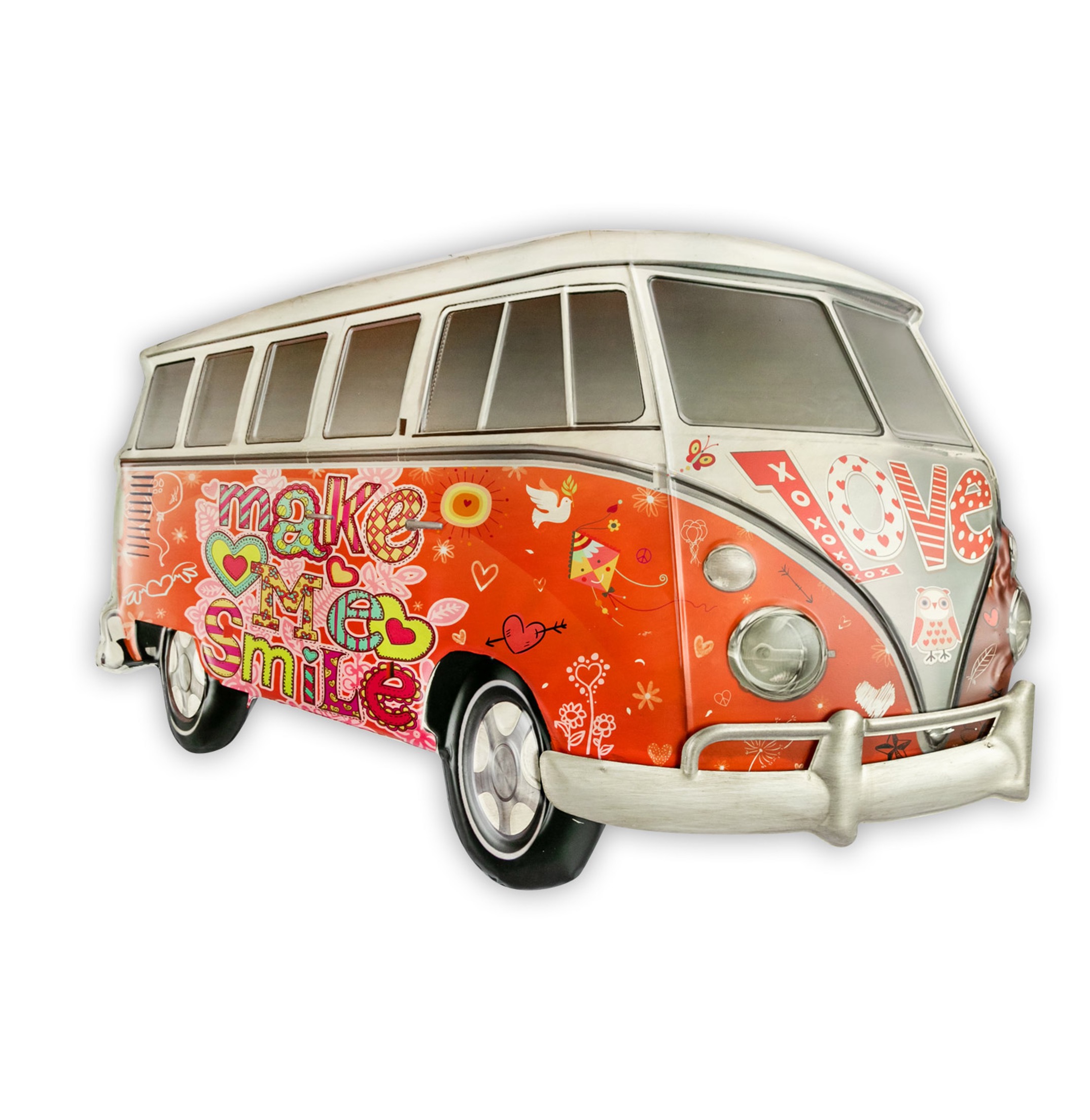 Décoration Murale Art Hippy en métal en forme de mini bus Vintage