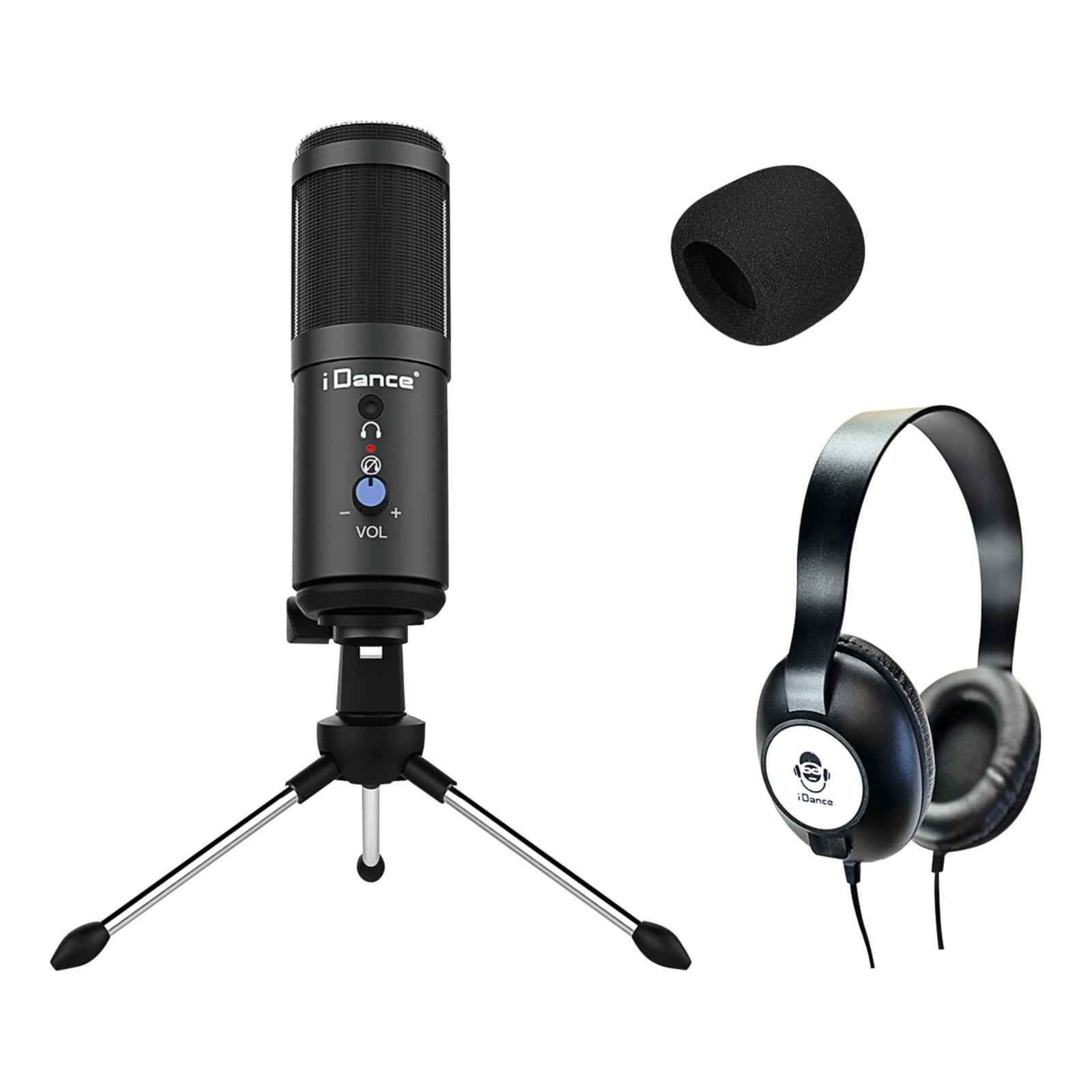 Streaming Media Station Podcast Studio avec casque noir