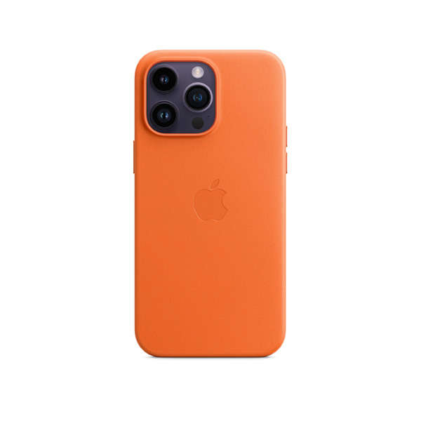 Etui Cuir pour iPhone 14 Pro Max avec Magsafe - Orange