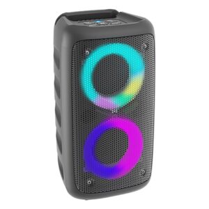 Enceinte BLuetooth Double Anneau Led Disco 100 Watts - Noir