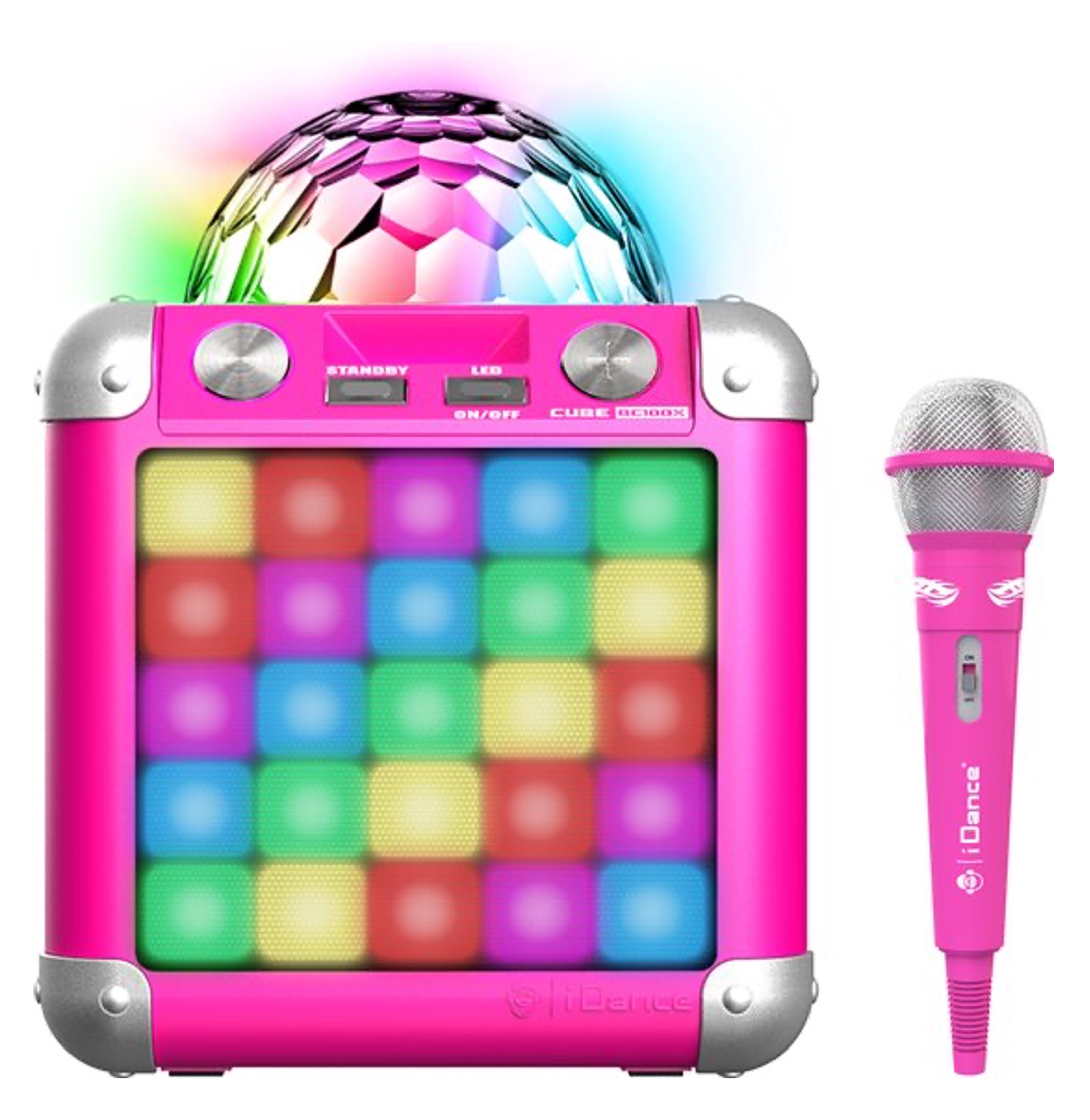 Enceinte Bluetooth Effet lumineux Disco Karaoké avec Micro - Rose