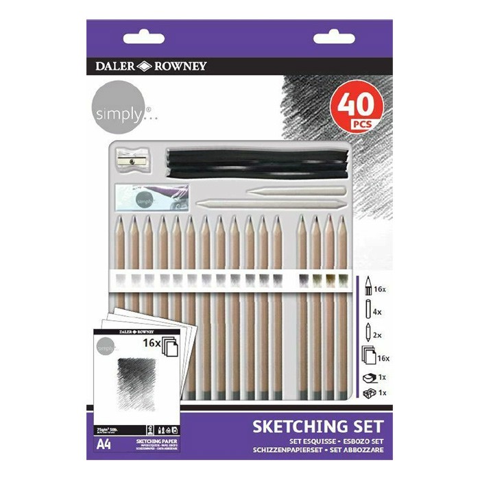 Kit de Crayons à Croquis d'Art Professionnel 40 pièces