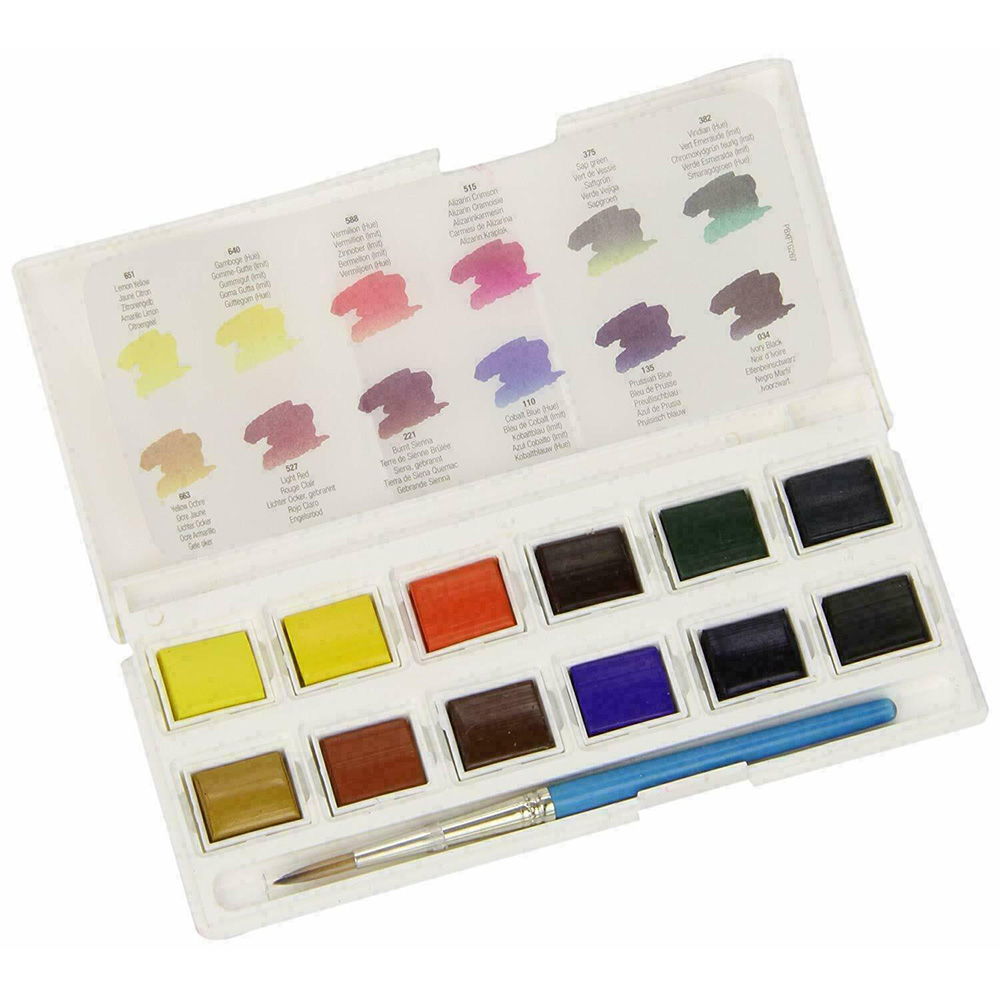 Set de Poche Peinture Aquafine 12 Demi Godets et Pinceau
