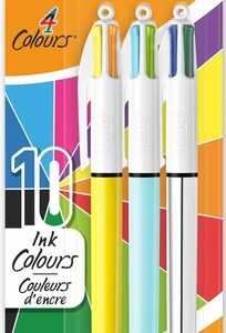 Pack de 3 Stylos- bille 4 Couleurs - Shine, Fun et Sun