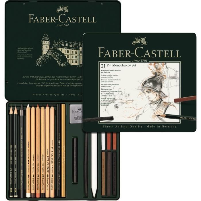 Set de crayons Pitt Monochrome, boîte métal de 21 pièces