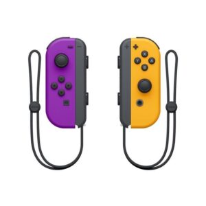 Paire de manettes Joy-Con gauche violet-néon et droite Orange-néon