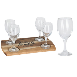 Ensemble de 4 verres + 1 plateau de service