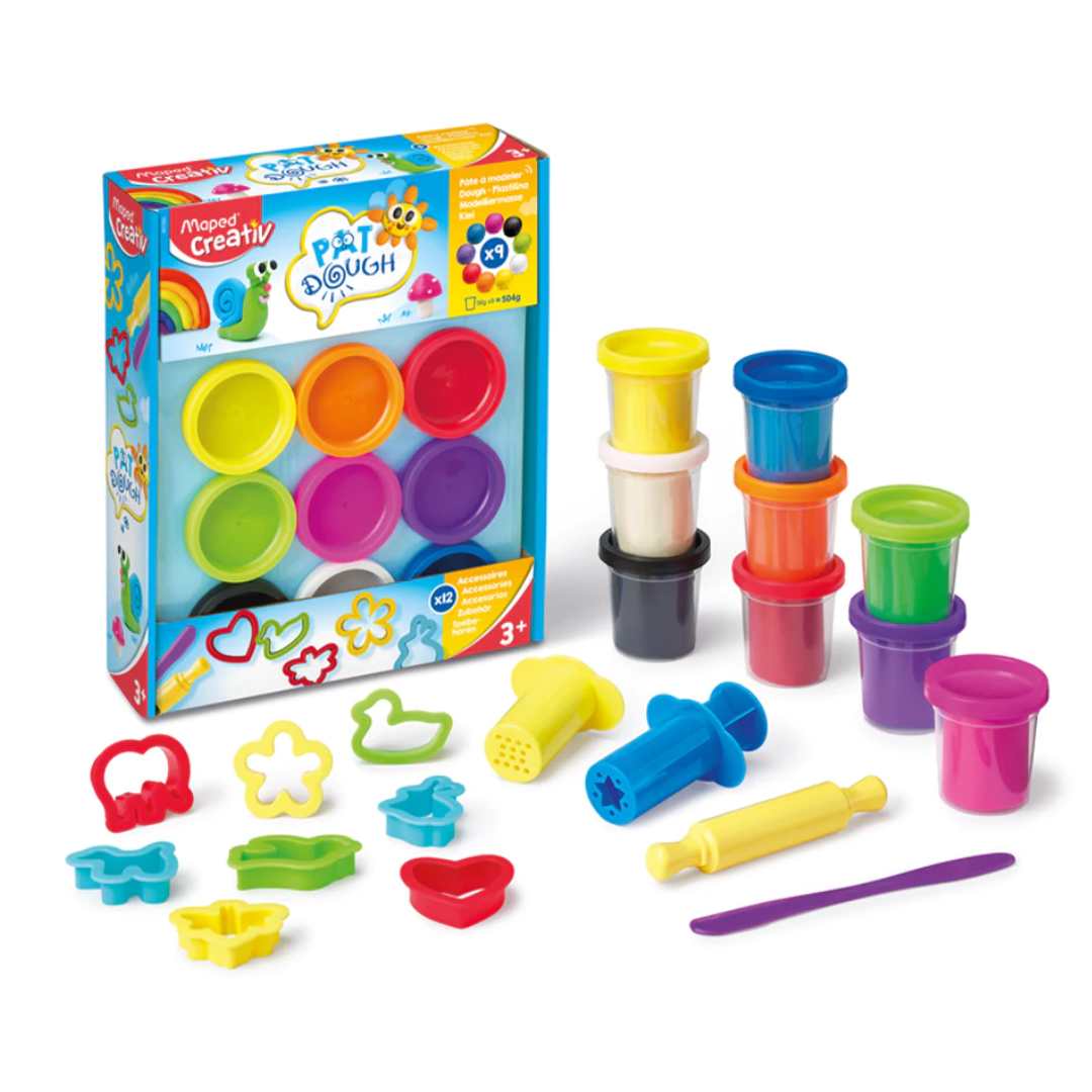 Coffret Pâte à modeler - 9 pots + 12 accessoires