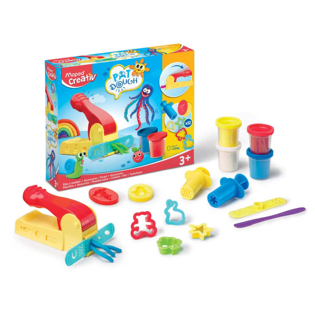 Coffret Pâte à modeler - 4 pots + 12 accessoires