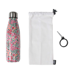 Coffret bouteille isotherme fleurie – avec mousqueton