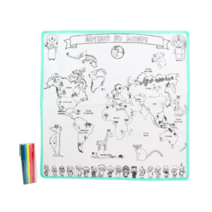 Carte du monde à colorier + 5 Feutres