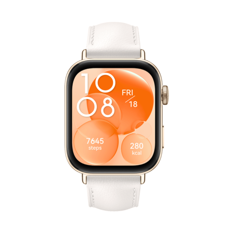 Watch Fit 3 avec bracelet en cuir - Blanche