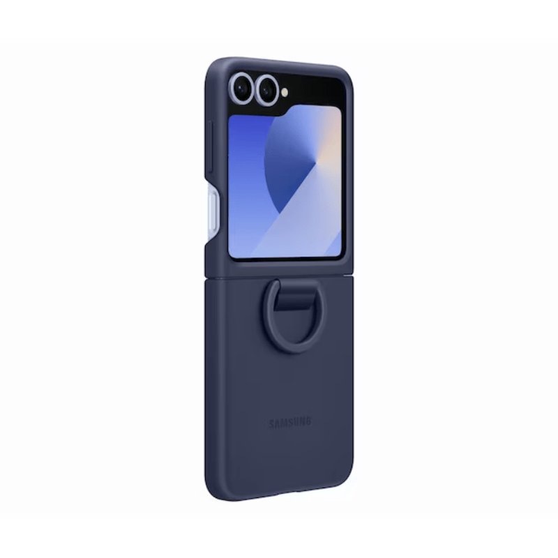 Coque pour Samsung Galaxy Z Flip 6 en Silicone avec anneau - Bleu