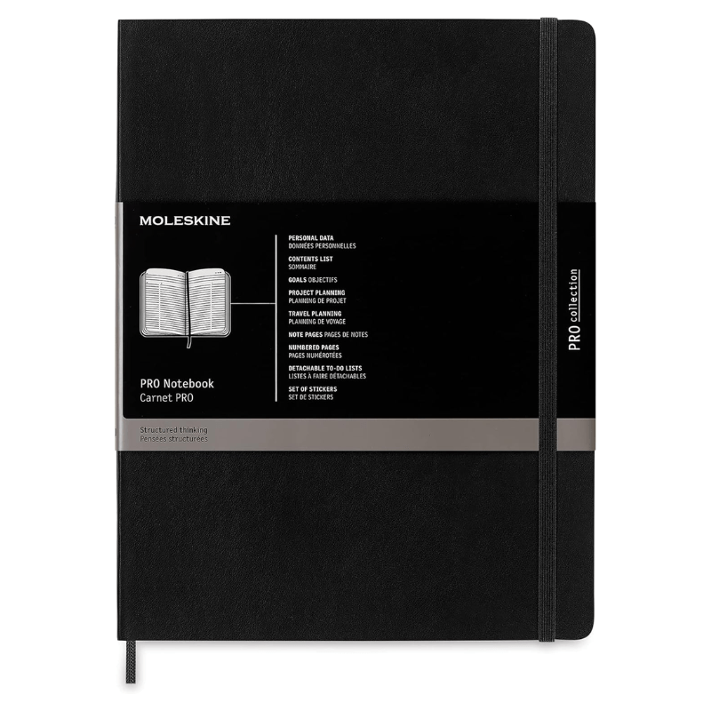 Carnet Professionnel avec couverture souple Grand format - Noir