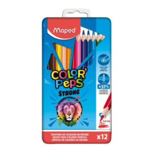 Lot de 12 crayons de couleur Color’Peps Strong étui en métal