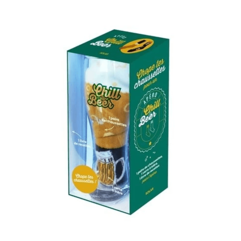 Coffret Chope tes chaussettes pour un apéro Chill & Beer - Avec 1 verre à bière et 1 paire de chaussettes