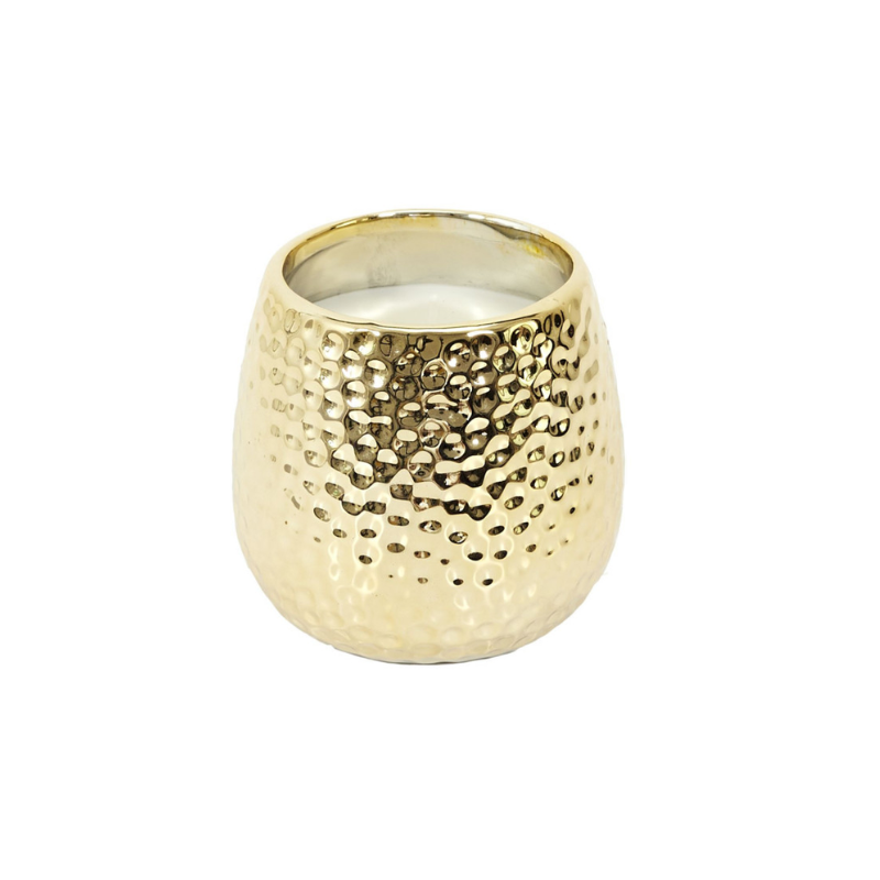 Bougie parfumée en céramique effet martelé 9 cm
