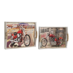 Set de 2 plateaux en bois vintage