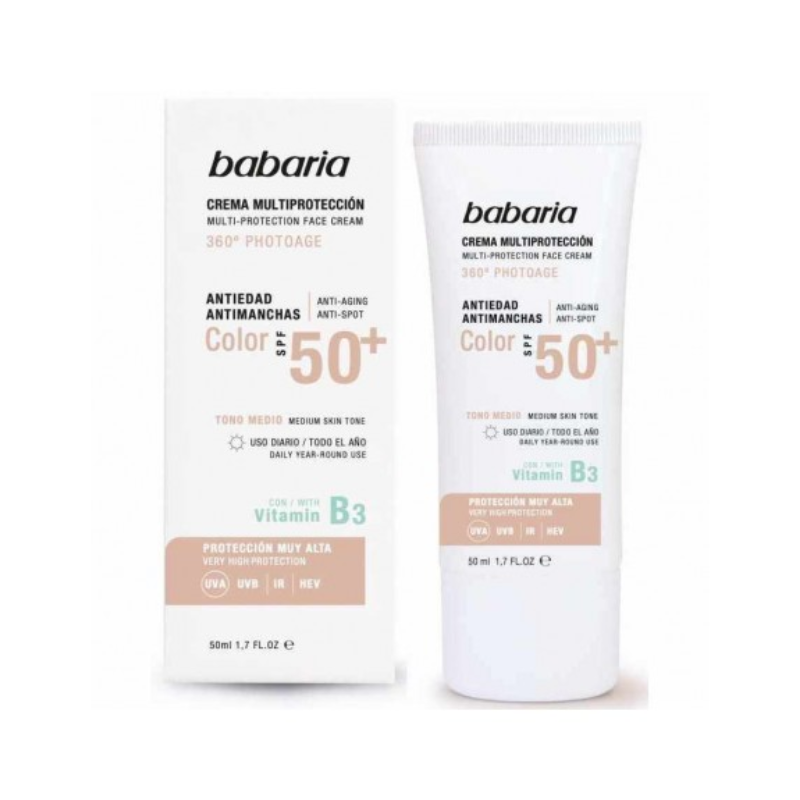 Crème visage multi-protection avec couleur SPF50 +