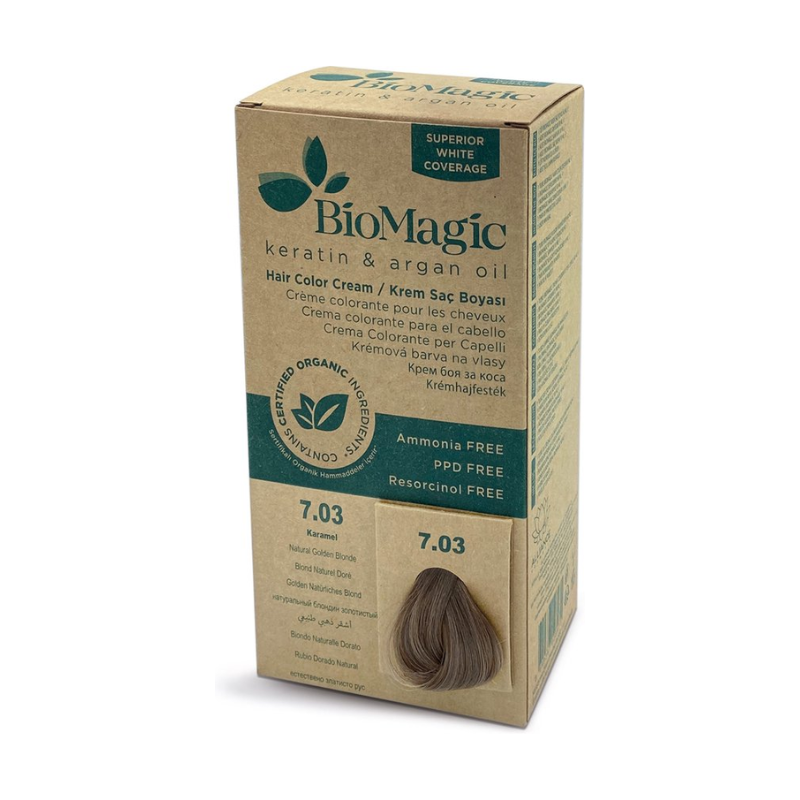 Coloration Capillaire Permanente à la Kératine et l'huile d'argan - Blond naturel doré 7.03