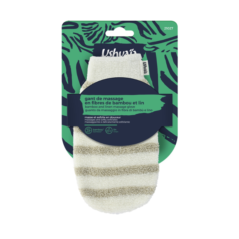Gant de massage en fibres de bambou et en lin