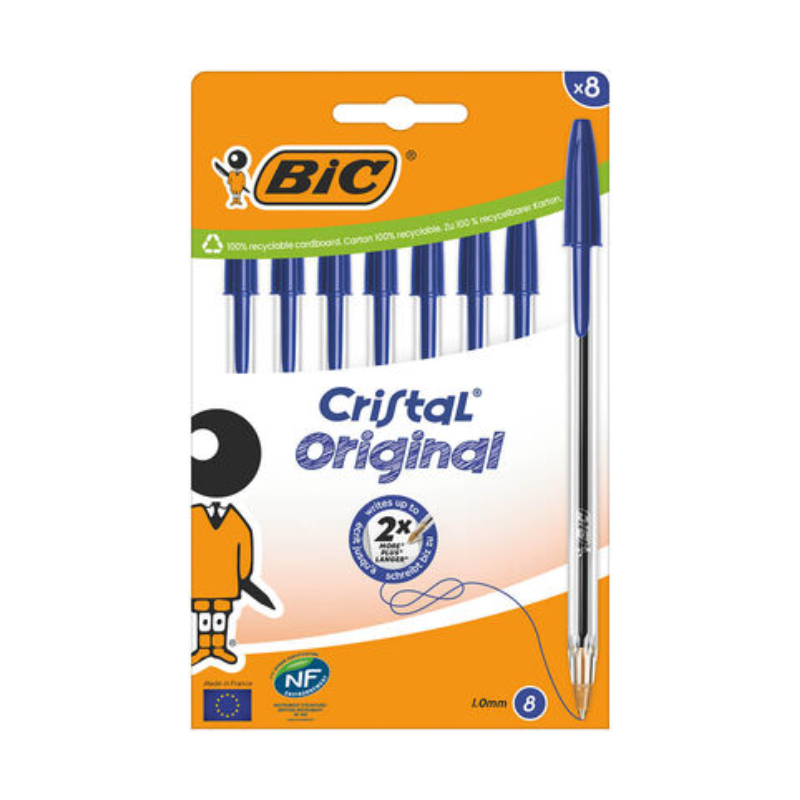 Pack de 8 Stylos bille Cristal Original - Bleu