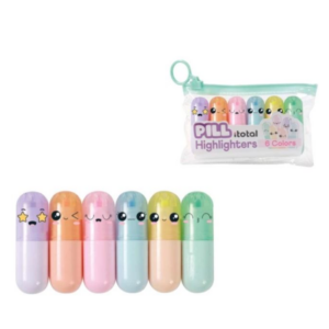 Set de 6 mini Surligneurs en forme de Pilule