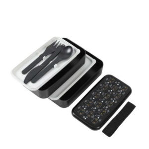 Boîte à lunch Chat noir avec séparateur et couverts