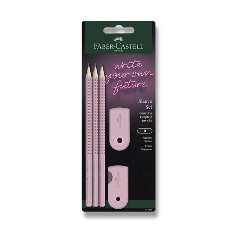 Set d'écriture sleeve – 3 Crayons + Gomme + Taille-crayon - Noir