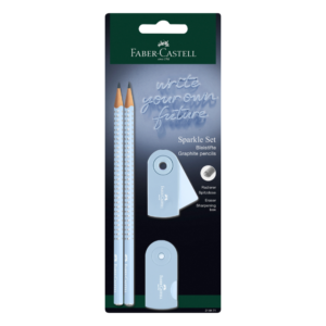 Set d'écriture sparkle – 2 Crayons + Gomme + Taille-crayon - Bleu