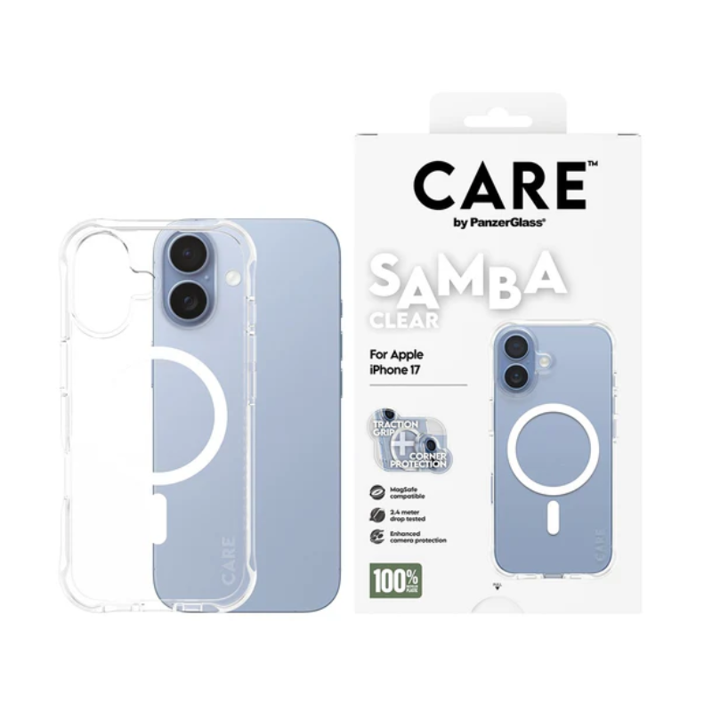 Coque Care Samba transparente avec Magsafe pour iPhone 17