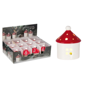 Maison champignon en céramique avec éclairage LED