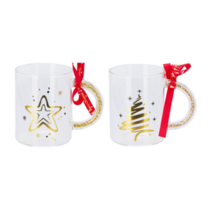 Mug en verre avec décor doré Noël