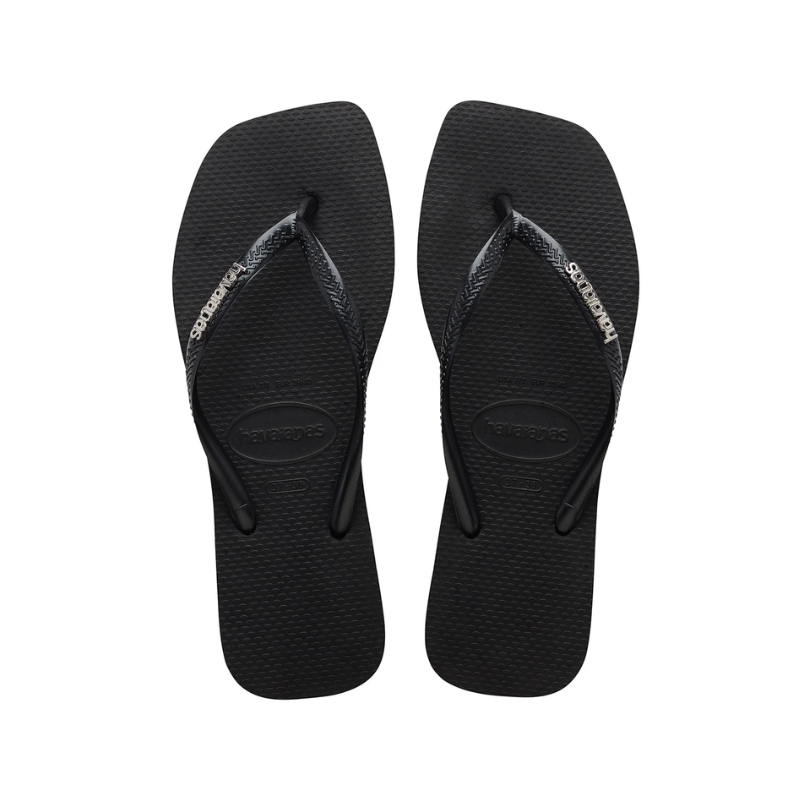 Tongs Slim Square Logo Metallic Taille 35/36 - Black Silver