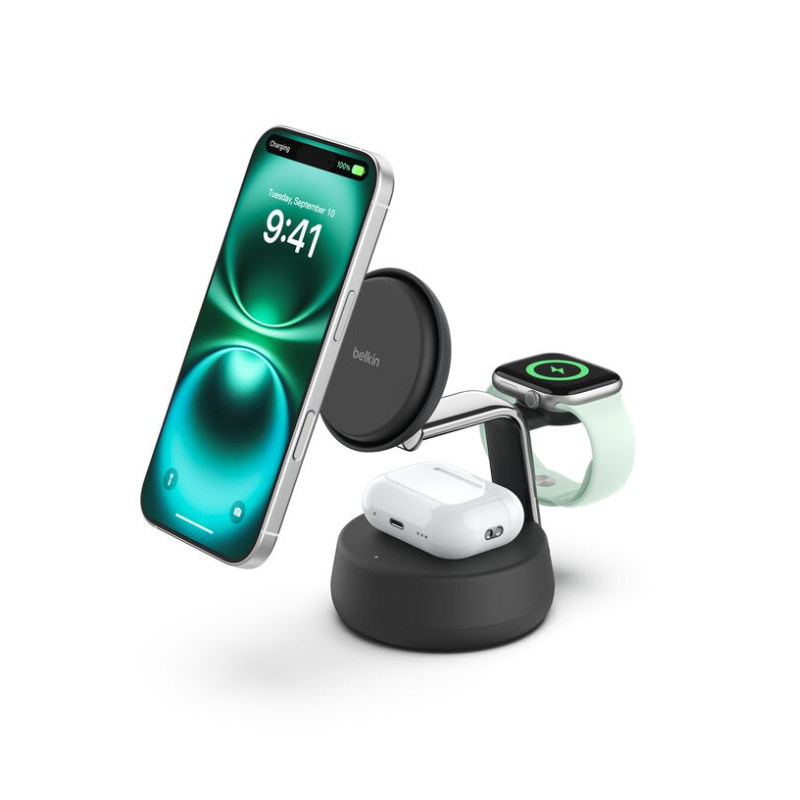 Station de Charge UltraCharge Pro Magnétique 3en1 avec QI2 25W - Noire